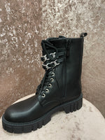Black Zipped Chunky Laced Boots Sizes 3-8q